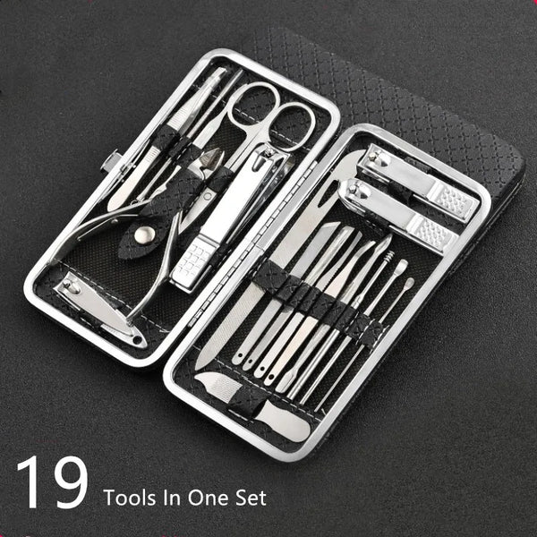 19 in 1 Stainless Steel Manicure Set Professional Nail Clipper Kit of Pedicure Tools Ingrown Toenail Trimmer