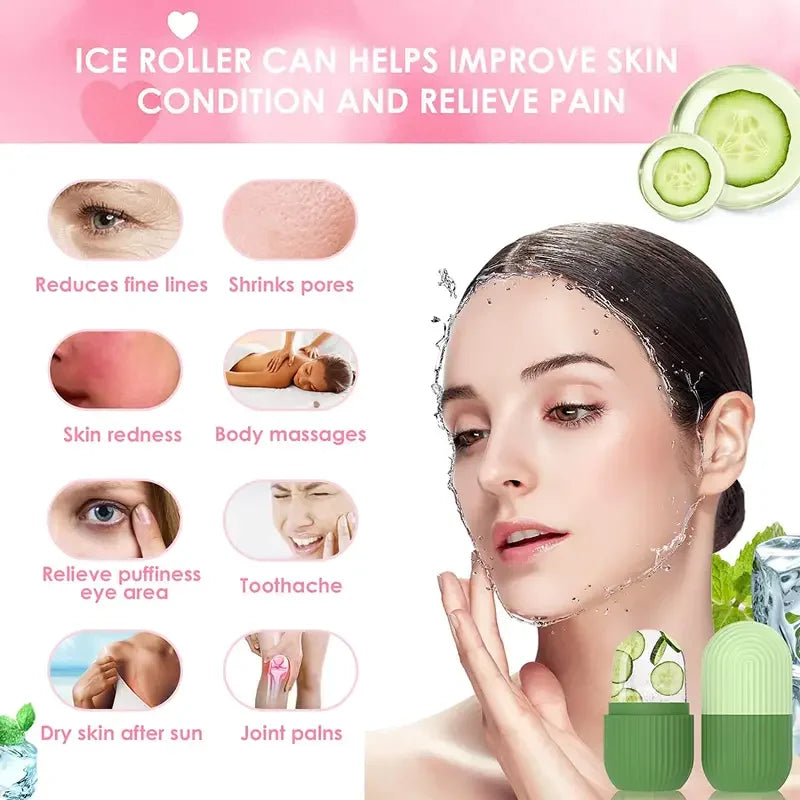 Silicone Skin Care Beauty Lifting Contouring Silicone Ice Cube Trays Ice Globe Ice Balls Face Massager Facial Roller Reduce Acne